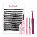 FADLASH Individual Eyelashes 200Pcs Cluster Lashes 8-16mm Mix Eyelash Extension Kit 0.07 D Curl DIY Lash Extensions Soft Lashes Individual Cluster Wispy Lash Clusters with Bond and Seal and Tweezers