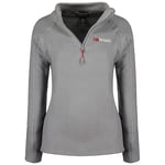 Geographical Norway Tug HZ Lady - Micro-polaire Femme Chaude Fermure Zip - Veste Automne Hiver Printemps Chaud Femmes - Longues Manches Pull Fourrure Doux Confort Outdoor (Gris Clair XL)