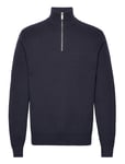 Selected Homme Slhdane Ls Knit Structure Half Zip Noos Marinblå