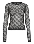 Mango Geometric Openwork T-Shirt Svart