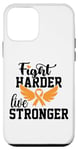 Coque pour iPhone 12 mini Lutte plus dur Live Stronger Orange Ribbon Sensibilisation à la leucémie