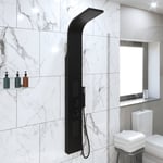 Thermostatic Bathroom Shower Tower Panel Column Body Jets Twin Head Matt Black