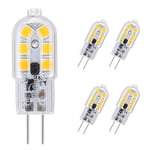 Vicloon G4 LED Ampoule,5-Pack Blanc chaud 20W Ampoules Halogènes Équivalentes,Ampoule LED G4 2W Économie Pour Les Ampoules de Hotte,AC/DC 12V 180LM 3000K