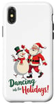 Coque pour iPhone X/XS Dancing into the Holidays Père Noël Bonhomme de neige Cadeau Homme Femme