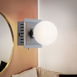 Applique boule applique boule de verre lampe boule mur intérieur, boule de verre métal blanc opale essuyé, 1x led 3,8 watts 340 lumens blanc chaud,