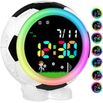 Ayybboo Football Réveil Enfant pour Garçons Filles,Réveil pour Enfants Digital avec Veilleuse Snooze 6 Sonneries Réveil Double 12/24 Heures