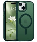 DOMAVER [Magnétique Coque iPhone 14 Plus Case iPhone 15 Plus, Compatible avec MagSafe, Etui avec Aimant Puissant Translucide Mate, Housse iPhone 14 Plus/15 Plus Fin, Vert Forêt