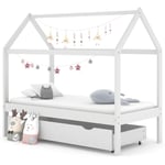 Lit simple pour adulte - Cadre de lit avec un tiroir Blanc Pin massif 80x160 cm BV672938 Bonnevie