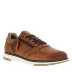 Sneakers Mustang marron fumé cognac à lacets et zip latéral