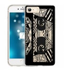 Coque Iphone 7 PLUS 8 PLUS cassette K7 tape geometrique noir transparente