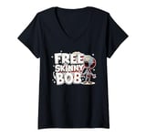 Womens Free Skinny Bob The Gey Alien Being Held Captive V-Neck T-Shirt