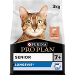 PURINA PRO PLAN | Senior 7+ Longevis | Riche en Saumon | Croquettes | Chat Adulte |Sac de 3kg (L'emballage peut varier)