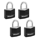 Master Lock, cadenas en aluminium recouvert, avec clé, noir, 4 pièces (lot de 1)