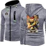 Sweat-Shirt pour Homme Veste Zippée à Capuche - 3D Roronoa Zoro Casual Imprimé Unisexe À Capuche à Manches Longue Uniforme de Basebal，Gris Clair，M