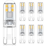 G9 LED-lampor 1,5W motsvarande 20W halogen naturlig vitt ljus 4000K, AC 220-240V, ej dimbar, miniglödlampa, flimmerfri, 6-pack