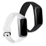 kwmobile Watch Bands Compatible with Samsung Galaxy Fit (SM-R370) - Straps Set of 2 Replacement Silicone Band - White/Black