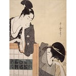 Kitagawa Utamaro Couple With A Standing Screen Large Wall Art Print Canvas Premium Poster Mural