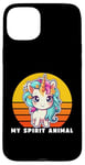 Coque pour iPhone 15 Plus Unicorn Is My Spirit Animal, licorne amusante, licorne arc-en-ciel