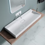 Lavabo suspendu avec bonde vasque à poser blanc 120cm x 46cm x 11cm évier sans percage pour robinet Colossum19-1200