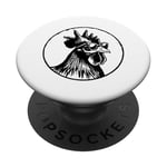 Illustration de poulet amusant et insolite Animaux de ferme Art PopSockets PopGrip Adhésif