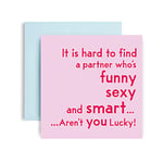 Huxters Funny Anniverary Cards for men and women - Smart Sexy Funny Valentines and Birthday Card from him and her - Saucy Birthday Card and valentines 14.8cm (You're Lucky)