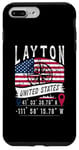 Coque pour iPhone 7 Plus/8 Plus Layton Drapeau des États-Unis Coordonnées GPS Layton