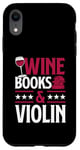 Coque pour iPhone XR Livres sur le vin et le violon rouge