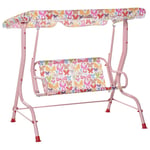 Barngunga I Hollywood Barngunga Med Solskydd 2-Sits Trädgårdsgunga För 3-6 År Metall Rosa 110L X 70W X 110H Cm