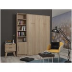 Composition armoire lit escamotable SMART-V2 chêne naturel Couchage 140 x 200 cm