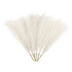 6 Pcs Faux Pampas Grass 42.5cm/16.5" Dried Pampas Grass 9 Branches, Milk White