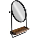 Made In Meubles - Miroir rond avec étagère en bois et métal Gary