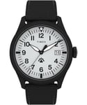 Timex Expedition North Montre pour hommes, 43 mm, bracelet noir écologique en deux parties, à ouverture rapide, cadran gris, boîtier noir TW2W34700