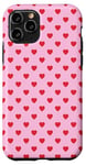 Coque pour iPhone 11 Pro Mignons Mini Coeurs Rouges sur Fond pour Filles