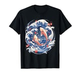 Vintage Japanese Great Wave with Koi Fish Tattoo Art T-Shirt