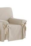 Estoralis Beret Housse de canapé avec nœuds Design Moderne Tissu Jaquard Lin pour Fauteuil ou Relaxation 1 Place Taille du Tissu (de 80 à 110 cm) Housse pour Tout Type de canapé