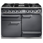 Falcon F1092DXDFSL/ CM 1092 Deluxe Dual Fuel Range Cooker In Slate with Chrome