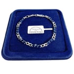 Bracelet Tennis Infini Femme, Pl.oro Blanc 18k avec des Cristaux Swarovski Bleu