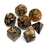 CREEBUY DND Polyhedral Dice for Dungeon and Dragons D&D RPG Role Playing Games Gold Black Dice with Dice Bag