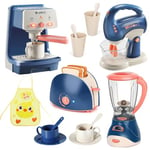 Pretend Play Kitchen Appliances Toy Set with Coffee Maker Machine,Blender, Mixer and Toaster with Realistic Light and Sounds for Kids Ages 3+