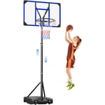 Yoleo - Panier de Basket Ball sur Pied Portable Hauteur Réglable 147-260 cm 6 Niveaux à Roulettes,Exterieur Interieur pour Enfants/Adultes - Bleu