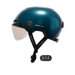 Cosmo Connected Cosmo Fusion Casque Intelligent Vélo et Trottinette avec Visière Unisex-Adult, Bleu Métallisé, Taille Unique