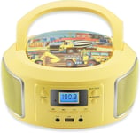 Boombox portable | Radio FM | Entrée AUX | CD/CD-R | USB | Pr casque | Système compact | Lecteur CD | Radio CD | Chaîne stéréo | Radio enfant | Boombox (jaune glamour)