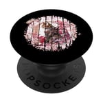 Fleur de cerisier Chat Guerrier Fleur de samouraï PopSockets PopGrip Adhésif