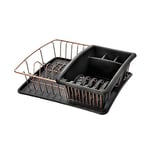 Metaltex Dish Drying Rack with Tray, Metal, Copper, 37x33x63 cm