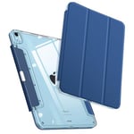 FINTIE Coque pour iPad Air 11 Pouces 2024 M2 / iPad Air 5 2022 / iPad Air 4 2020 10.9" - [Tiroir Rétractable pour Ranger Pencil] Housse Transparente Claire Etui Antichoc, Bleu Naval