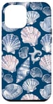 iPhone 13 Pro Max Pink Blue ink Seashell Starfish Ocean Beach Sea Case