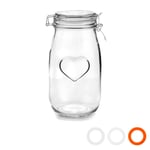 Heart Glass Storage Jar 1.5 Litre Clear Seal