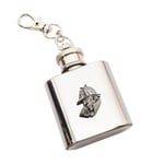 Pewter Sherlock Holmes Design Personalised 1oz Keyring Hip Flask in a Box