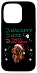 iPhone 14 Pro Cute Irish Setter Dog Christmas Naughty Nice Tried my Best Case