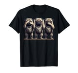 Cute See No Evil Hear No Evil Speak No Evil Three Pug T-Shirt